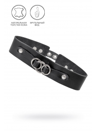 Черный чокер-ошейник со связанными кольцами на подложке - Pecado - купить с доставкой в Балаково