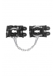 Черные кожаные наручники-браслеты из двух ремешков - Pecado - купить с доставкой в Балаково