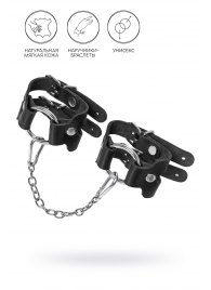 Черные кожаные наручники-браслеты из двух ремешков - Pecado - купить с доставкой в Балаково