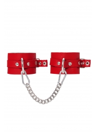 Красные мягкие кожаные оковы с люверсами - Pecado - купить с доставкой в Балаково