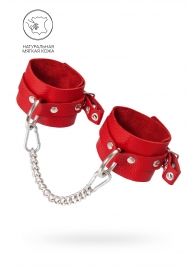 Красные мягкие кожаные оковы с люверсами - Pecado - купить с доставкой в Балаково