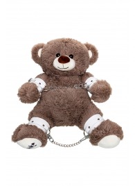 Бондажный набор: бурый мишка с белыми оковами и наручниками - Pecado - купить с доставкой в Балаково