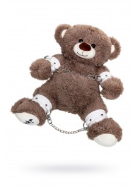 Бондажный набор: бурый мишка с белыми оковами и наручниками - Pecado - купить с доставкой в Балаково
