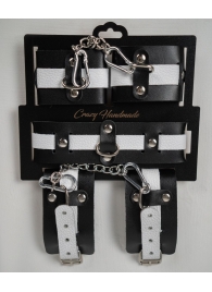 Набор фиксаторов из черной и белой натуральной кожи - Crazy Handmade - купить с доставкой в Балаково