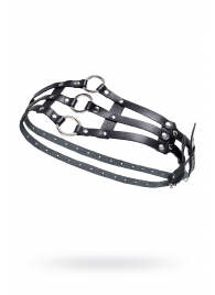 Черный кожаный пояс с кольцами - Pecado - купить с доставкой в Балаково