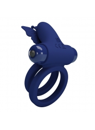 Синее эрекционное кольцо с вибростимуляцией клитора - Baile - в Балаково купить с доставкой