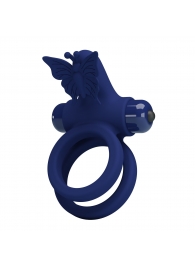Синее эрекционное кольцо с вибростимуляцией клитора - Baile - в Балаково купить с доставкой