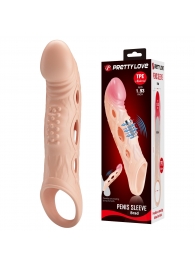 Телесная удлиняющая насадка с рельефом и вибрацией Brad - 21,3 см. - Baile - в Балаково купить с доставкой