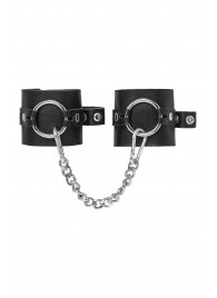 Черные наручники из толстой натуральной кожи с люверсами - Pecado - купить с доставкой в Балаково