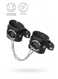 Черные наручники из толстой натуральной кожи с люверсами - Pecado - купить с доставкой в Балаково