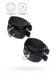 Черные кожаные оковы с двумя перекрёстными ремешками - Pecado - купить с доставкой в Балаково