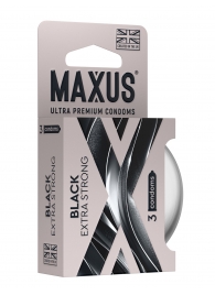 Черные утолщенные презервативы MAXUS Extra Strong с железным кейсом - 3 шт. - Maxus - купить с доставкой в Балаково