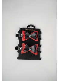 Черно-красные кожаные наручники с бантиками - Crazy Handmade - купить с доставкой в Балаково