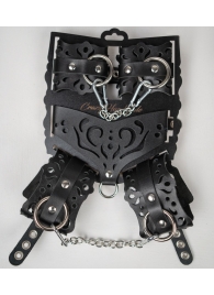 Черный ажурный кожаный набор фиксаций - Crazy Handmade - купить с доставкой в Балаково