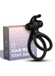 Черное эрекционное виброкольцо с подхватом мошонки Stay Hard - Boys of Toys - в Балаково купить с доставкой