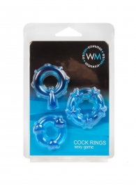Набор из 3 синих эрекционных колец с различным рельефом - Erowoman-Eroman - в Балаково купить с доставкой