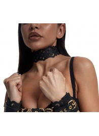 Черный ажурный чокер с золотистой фурнитурой - Crazy Handmade - купить с доставкой в Балаково