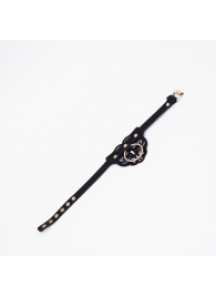 Черный чокер с клепками и золотистой фурнитурой - Crazy Handmade - купить с доставкой в Балаково