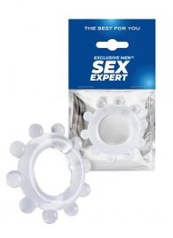 Прозрачное эрекционное кольцо со стимулирующими шариками - Sex Expert - в Балаково купить с доставкой