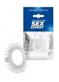 Эластичное эрекционное кольцо с шипиками и шариком - Sex Expert - в Балаково купить с доставкой