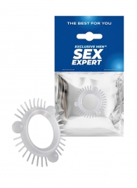 Эластичное эрекционное кольцо с 3 шариками и шипами - Sex Expert - в Балаково купить с доставкой