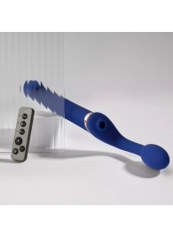 Синий безремневой страпон Multi Orgasm Bendable Strap-On size L с клиторальной стимуляцией - Strap-on-me - купить с доставкой в Балаково