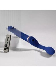 Синий безремневой страпон Multi Orgasm Bendable Strap-On size XL с клиторальной стимуляцией - Strap-on-me - купить с доставкой в Балаково