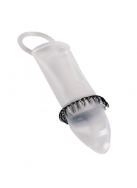 Закрытая насадка на пенис с подхватом мошонки и стимулирующими «ресничками» - Sextaz - в Балаково купить с доставкой