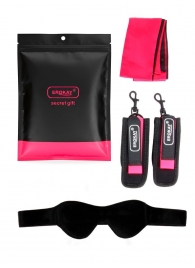 Черно-розовый эротический набор: маска, наручники и повязка - Erokay - купить с доставкой в Балаково