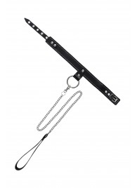 Черный узкий однослойный ошейник с серебристым поводком-цепочкой - Pecado - купить с доставкой в Балаково