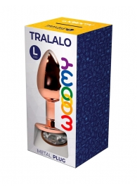Золотистая анальная втулка Wooomy Tralalo L с прозрачным кристаллом - 9 см. - Adrien Lastic