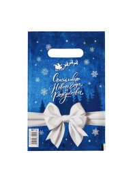 Сине-белый подарочный новогодний пакет с вырубной ручкой (20х30 см) - Сима-Ленд - купить с доставкой в Балаково