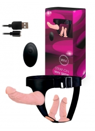 Женский страпон с 3 насадками и вибрацией - Erowoman-Eroman - купить с доставкой в Балаково