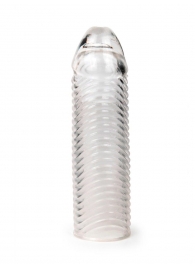 Прозрачная закрытая насадка на пенис с ребрышками - 16 см. - Sex Expert - в Балаково купить с доставкой