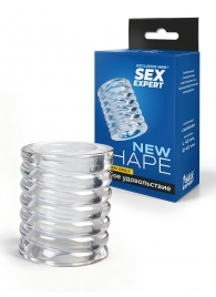 Прозрачная сквозная насадка на пенис с ребрышками - Sex Expert - в Балаково купить с доставкой