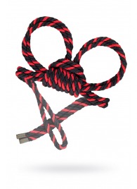 Черно-красные наручники-оковы ’’Узел-омега’’ из хлопковой веревки - Pecado - купить с доставкой в Балаково