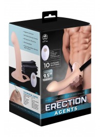 Телесный полый страпон с вибрацией Erection Agents - 24,1 см. - NMC - купить с доставкой в Балаково
