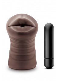Коричневый мастурбатор-ротик Krystal Vibrating Masturbator - Blush Novelties - в Балаково купить с доставкой