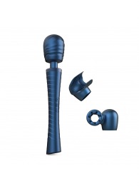 Синий вибромассажёр с насадками Man.wand Edgy - Manwan - в Балаково купить с доставкой