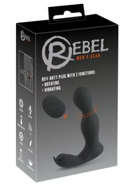 Черная анальная пробка с вибрацией, вращением и пультом ДУ RC Butt Plug with 2 Functions - Orion - в Балаково купить с доставкой