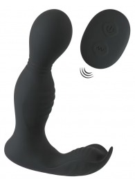 Черная анальная пробка с вибрацией, вращением и пультом ДУ RC Butt Plug with 2 Functions - Orion - в Балаково купить с доставкой