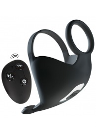 Черная вибронасадка для эрекции и стимуляции мошонки Cock ring with RC ball massager - Orion - в Балаково купить с доставкой