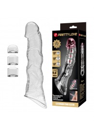 Прозрачный фаллоудлинитель с 3 вставками - 28 см. - Baile - в Балаково купить с доставкой