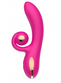 Розовый вибратор-кролик с функцией вращения ствола - Secwell