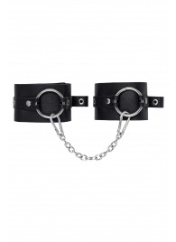 Черные оковы из толстой кожи с люверсами - Pecado - купить с доставкой в Балаково
