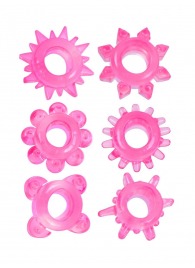 Набор из 6 розовых эрекционных колец с различным рельефом - Erowoman-Eroman - в Балаково купить с доставкой