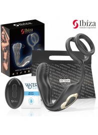 Черная анальная пробка с вращением и эрекционными кольцами - Ibiza - в Балаково купить с доставкой