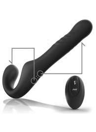 Черный безремневой страпон с вибрацией и возвратно-поступательными движениями - 24 см. - Ibiza - купить с доставкой в Балаково