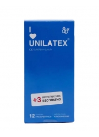 Классические презервативы Unilatex Natural Plain - 12 шт. + 3 шт. в подарок - Unilatex - купить с доставкой в Балаково