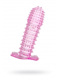 Гелевая розовая насадка с шипами - 12 см. - Toyfa Basic - в Балаково купить с доставкой